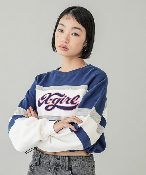 トレーナー スウェット CHEERFUL LOGO CROPPED SWEAT TOP レディース X-girl トレーナー スウェット CHEERFUL LOGO CROPPED SWEAT TOP