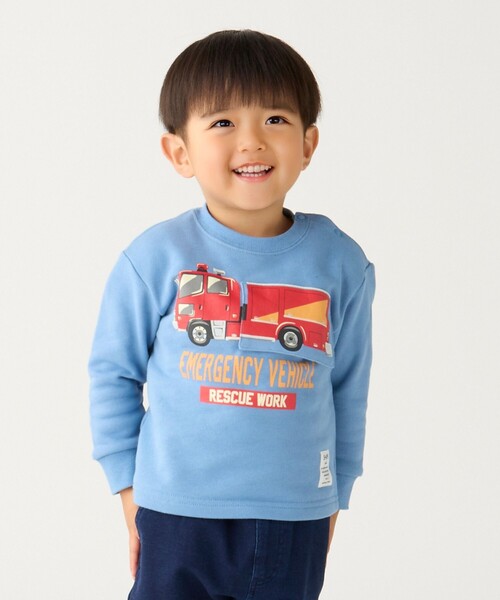 現行品　familiar 赤 消防車 トレーナー　100cm vehicle67_lt_top.jpg