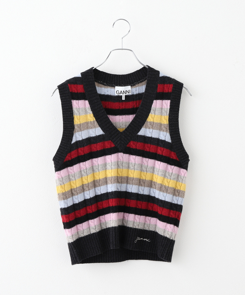GANNI Graphic Wool Mix Vest ニットベスト