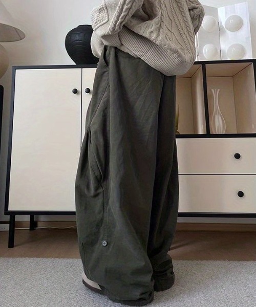 FreeZone カーゴパンツ ギャザーデザインキャロットパンツ メンズ