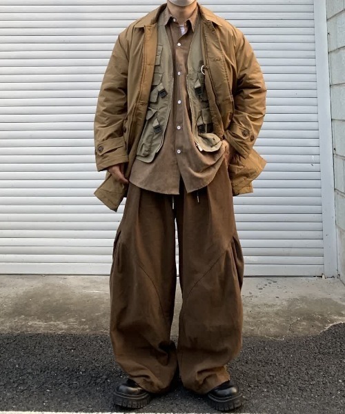 FreeZone カーゴパンツ ギャザーデザインキャロットパンツ メンズ
