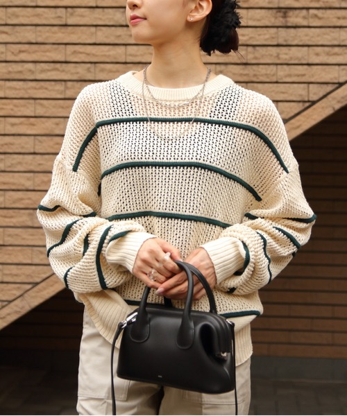 ニット セーター THE SHINZONE/シンゾーン　コットンリネンメッシュストライプニット　COTTON LINEN MESH STRIPED K THE SHINZONE ニット セーター SHINZONE/シンゾーン コットン