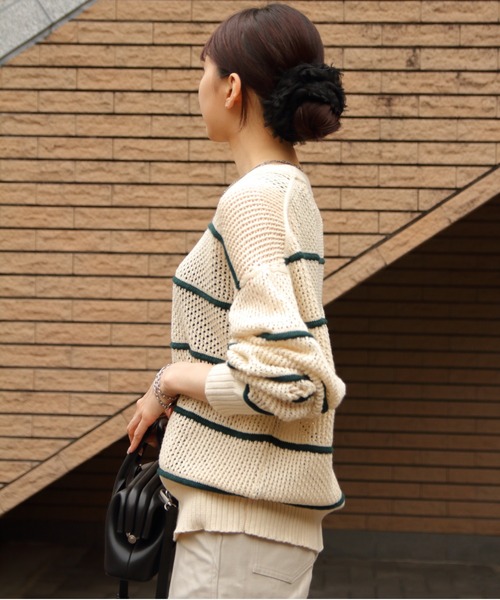 ニット セーター THE SHINZONE/シンゾーン　コットンリネンメッシュストライプニット　COTTON LINEN MESH STRIPED K THE SHINZONE ニット セーター SHINZONE/シンゾーン コットン