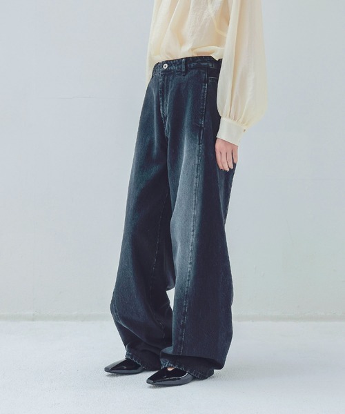 パンツ DRESSLAVE over tuck black denim pants DRESSLAVE（ドレスレイブ） ジーンズ デニム デニムパンツ barrel