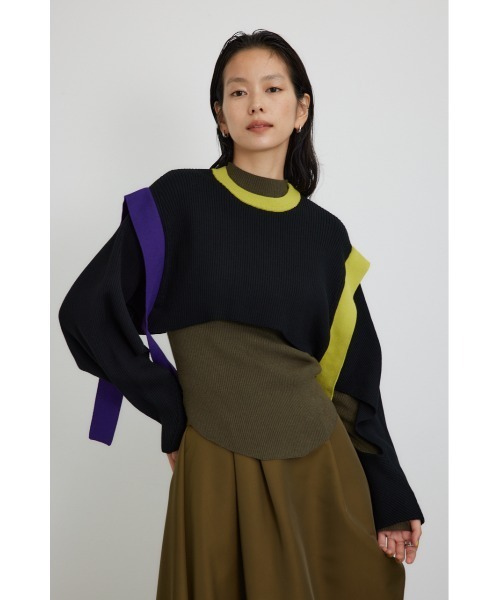 【PLUS】カラーブロックレイヤードセットニット/レディース/トップス ニット  長袖 ブランド AZUL PLUS【SALE】 PLUS（AZUL BY MOUSSY） ニット セーター 「PLUS」カラー
