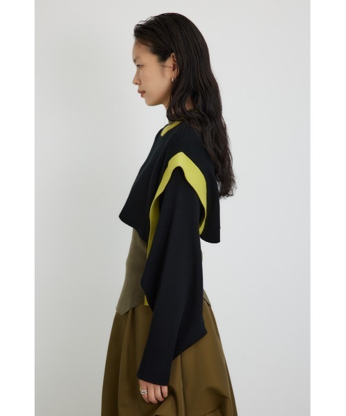 【PLUS】カラーブロックレイヤードセットニット/レディース/トップス ニット  長袖 ブランド AZUL PLUS【SALE】 PLUS（AZUL BY MOUSSY） ニット セーター 「PLUS」カラー