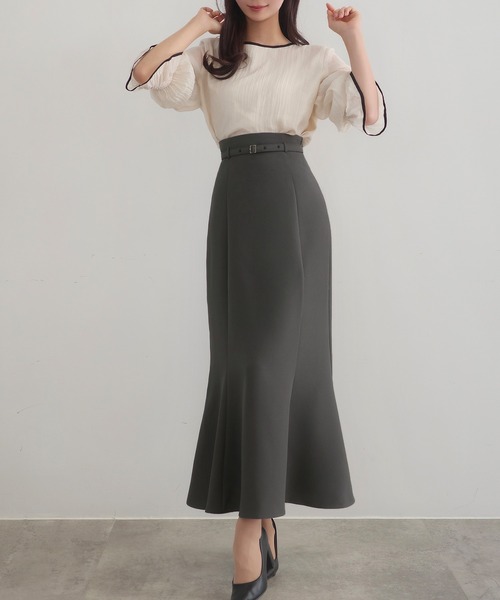 CENEA（セネア） スカート 「選べる」細ベルト付きハイウエススカート