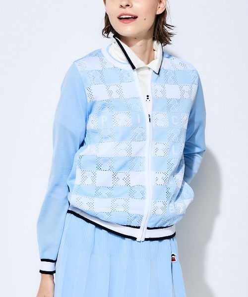 Picone Club カーディガン水色 チェック柄 サイズII ゴルフ Picone Club カーディガン水色 チェック柄 サイズII