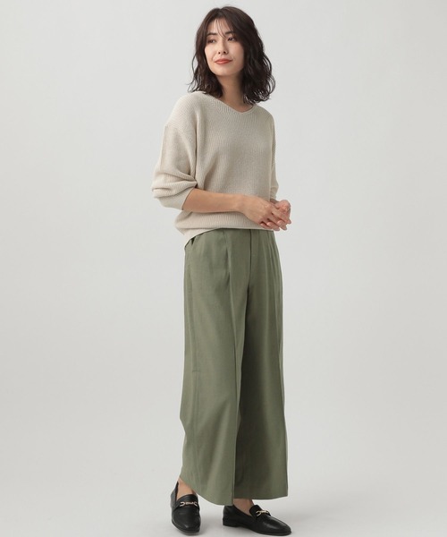 「Elura」 Vネックニット LARGE オフホワイト レディース_画像2