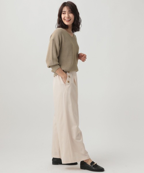 「Elura」 Vネックニット LARGE オフホワイト レディース_画像8