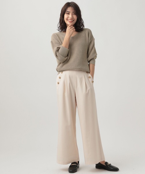 「Elura」 Vネックニット LARGE オフホワイト レディース_画像9