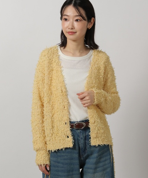 【未使用】【公式売り切れ】ボアニットカーディガン　イエロー チェリーモヘアニットカーディガン【ライトイエロー】