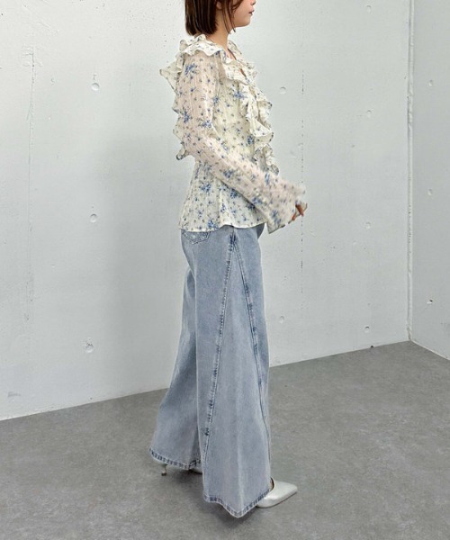 archives ブラウス シャツ 花柄アソートラッフルフリルミドル