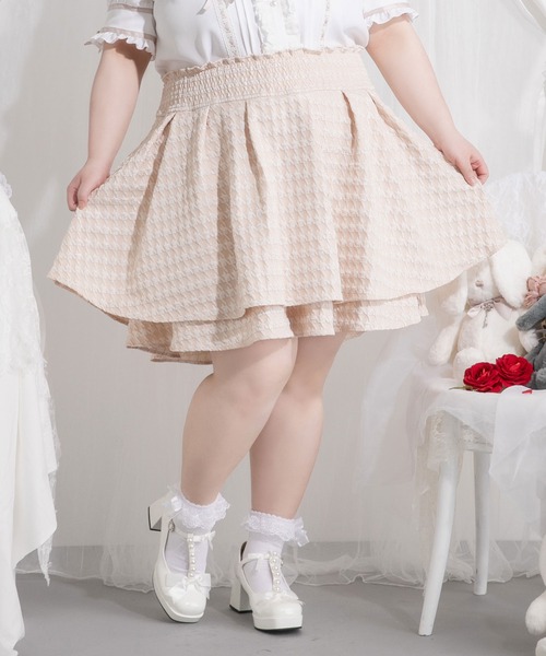 VIVIANO ハート柄ティアードスカート Fサイズ Diable baiser（ディアブルベーゼ） スカート 「4Lー6L」千鳥柄