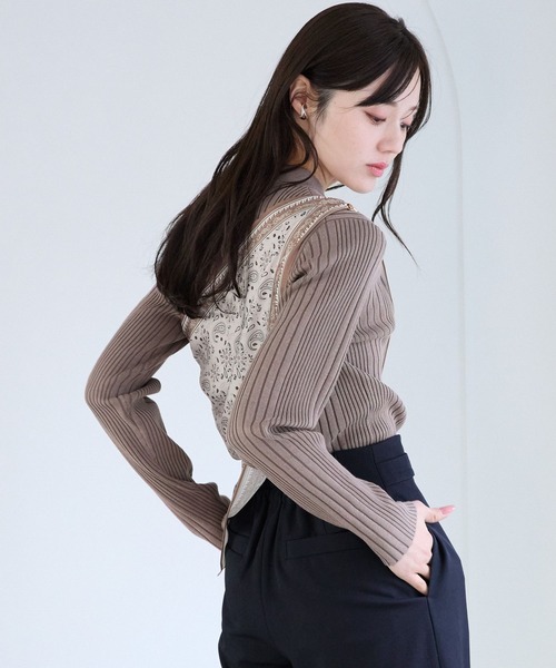 Andemiu（アンデミュウ） ニット セーター スカーフツキプチハイニット 