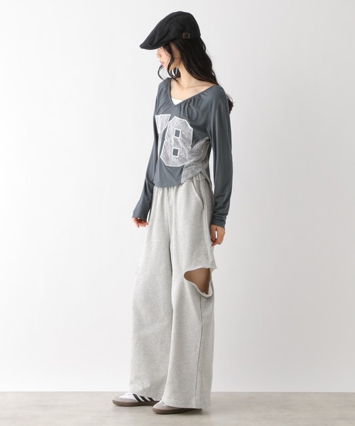 Heather（ヘザー） tシャツ ナンバリングレースカットソー 327119 