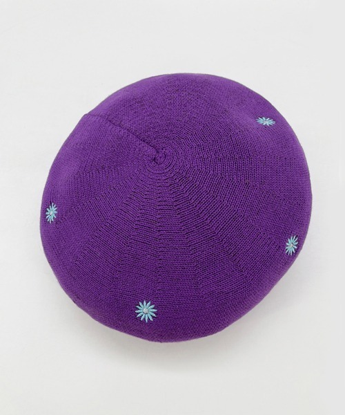 polcadot（ポルカドット） 帽子 ベレー帽 フラワー刺繍サーモベレー帽