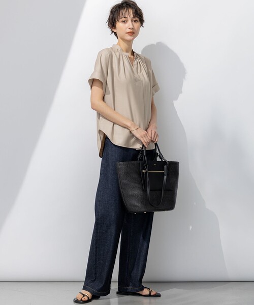 23区 ブラウス シャツ 「接触冷感/UVカット」ドライスラブ