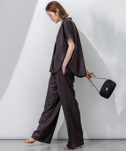 今季 2025✨23区 ドライスラブストレッチ スキッパーブラウス 44 極美品 23区 ブラウス シャツ 「接触冷感/UVカット」ドライスラブ