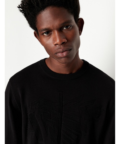 「ARMANI EXCHANGE」 長袖ニット LARGE ブラック メンズ_画像7