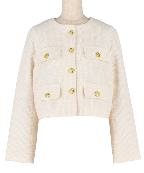 「coca（coca）」 ツイードジャケット M アイボリー レディース_画像3