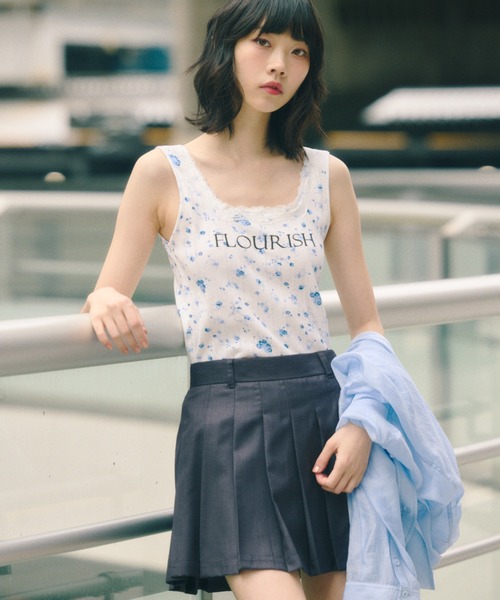 SLY タンクトップ ノースリーブ FLOWER PRINT T/T フラワー