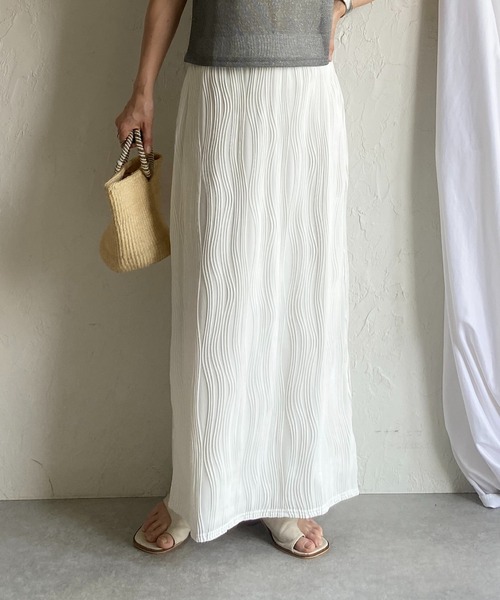 She's Closet スカート ウェーブプリーツIラインバックスリット