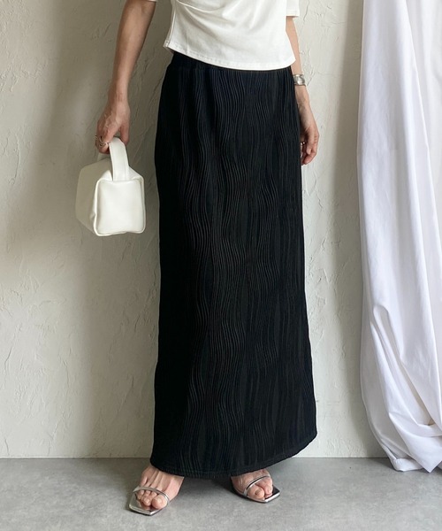 She's Closet スカート ウェーブプリーツIラインバックスリット