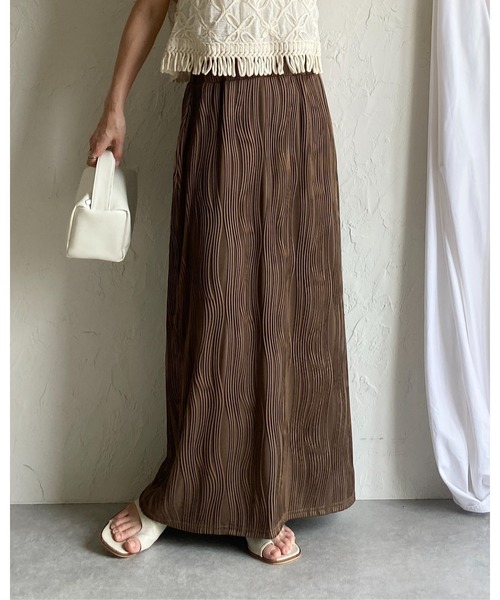 She's Closet スカート ウェーブプリーツIラインバックスリット