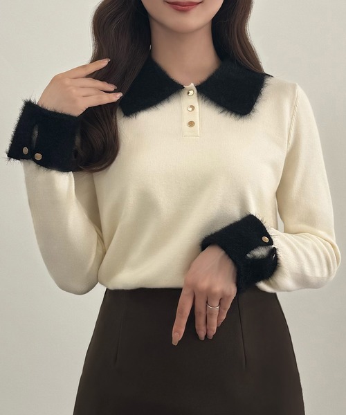 CENEA（セネア） ニット セーター シャギーポロネックニットトップス