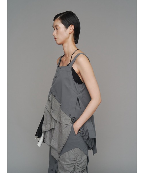 キャミブラウス　UN3D UN3D. ブラウス シャツ PATTERN MIX SHIRT CAMISOLE