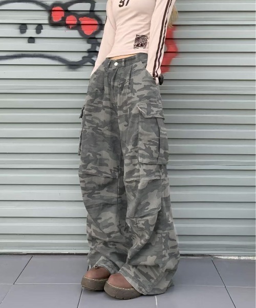 ユニセックス 迷彩柄 ワイドパンツ ルーズ カモフラージュ柄 CERCA｜HALEY PESCA/(W)HALEY PESCA/迷彩柄 カモフラージュ