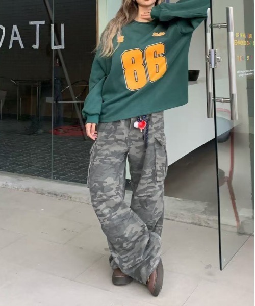 WEGO カーゴパンツ WEGO/迷彩柄ワイドルーズカーゴパンツ