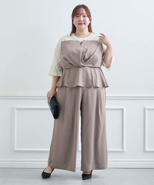 新品✨パンツドレス Frilled highwaist wide pants M Jolie et Jolie（ジョリー エ ジョリー） パンツドレス ビスチェ風