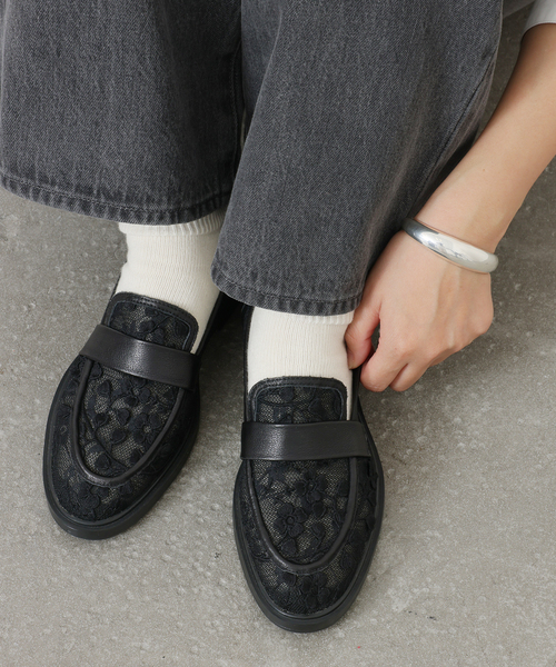 みんみん　Mollini モリーニ　ローファー　ブラウン37 23.5 JOURNAL STANDARD シューズ 「Mollini/モリーニ」FLORAL MESH