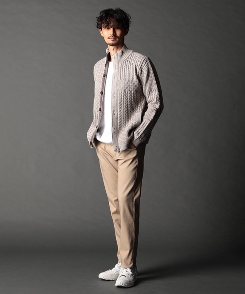 トップス 00s nicole club for men beige zip knit NICOLE CLUB FOR MEN（ニコルクラブフォーメン） セーター ニット 編地