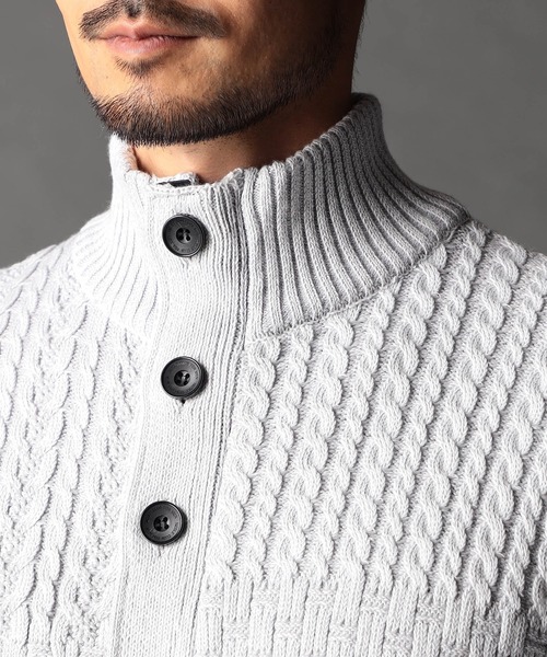 トップス 00s nicole club for men beige zip knit NICOLE CLUB FOR MEN（ニコルクラブフォーメン） セーター ニット 編地