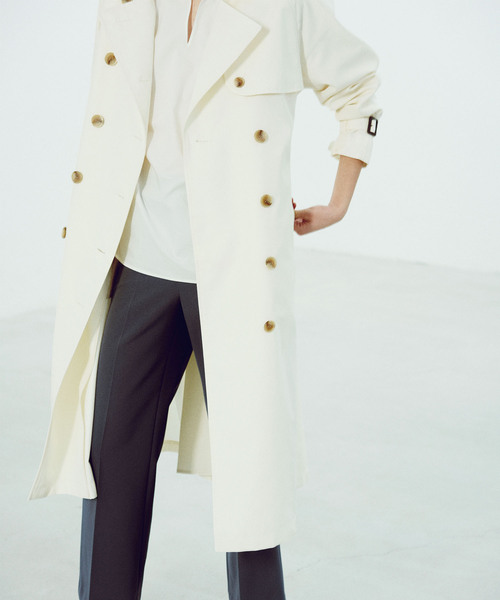 「N.O.R.C by the line」 トレンチコート M オフホワイト レディース_画像3