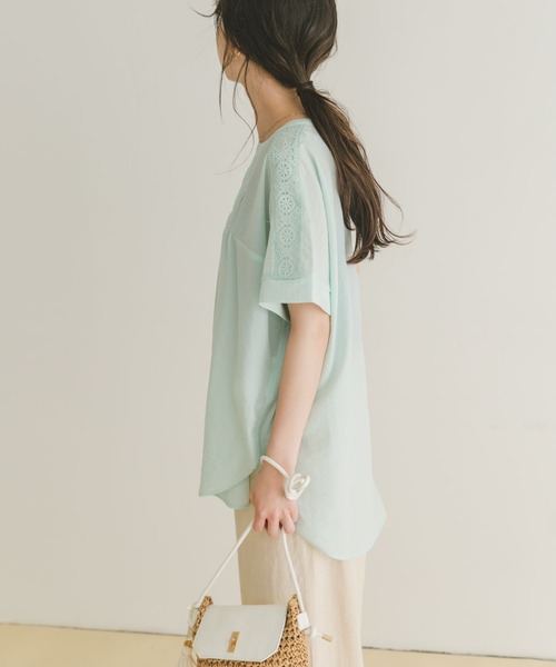 「ITEMS URBANRESEARCH」 半袖ブラウス FREE ライトブルー レディース_画像5