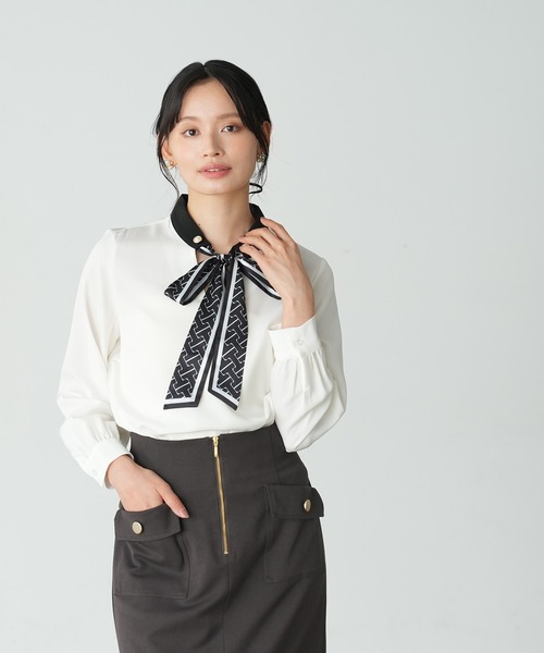 TRUDEA（トルディア） ブラウス シャツ スカーフボウタイとろみ