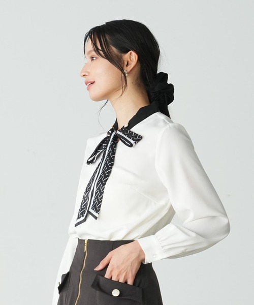 TRUDEA（トルディア） ブラウス シャツ スカーフボウタイとろみ