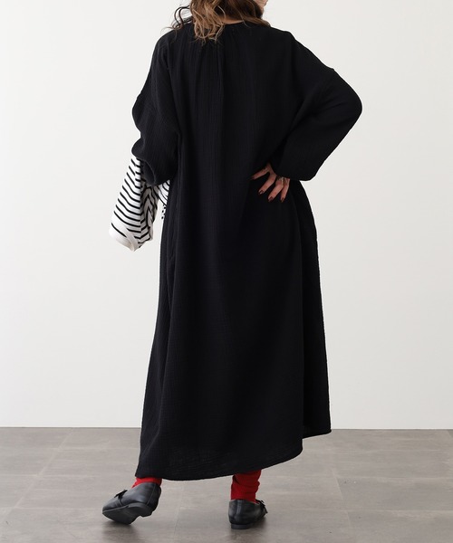 OMNES（オムネス） ワンピース ダブルガーゼピンタック袖ボリューム