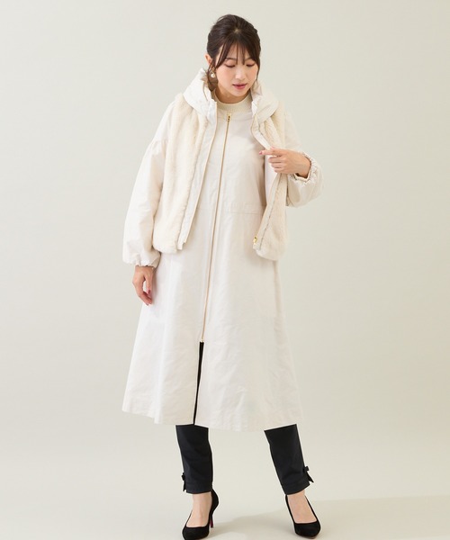 Rose Tiara 3WAY アンゴラ混フォックスファーロングコート 46 Rose Tiara（ローズティアラ） コート アウター 「3WAY」ダウンベスト