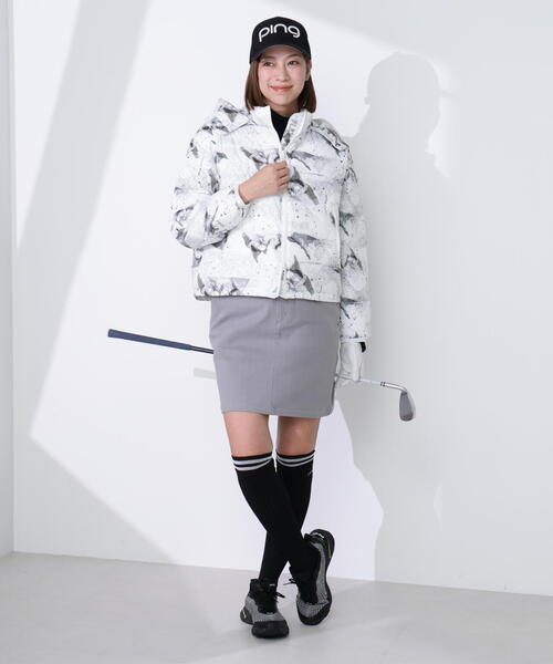 美品！ PING 総柄　中綿ブルゾン ゴルフ レディース　L PING（ピン） ブルゾン アウター 「PING APPAREL」25FW 2WAY中綿