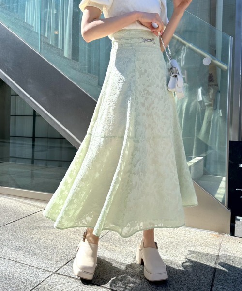 大きいサイズ、OLIVE des OLIVE、フレアスカート OLIVE des OLIVE（オリーブデオリーブ） フレアスカート FREE グリーン