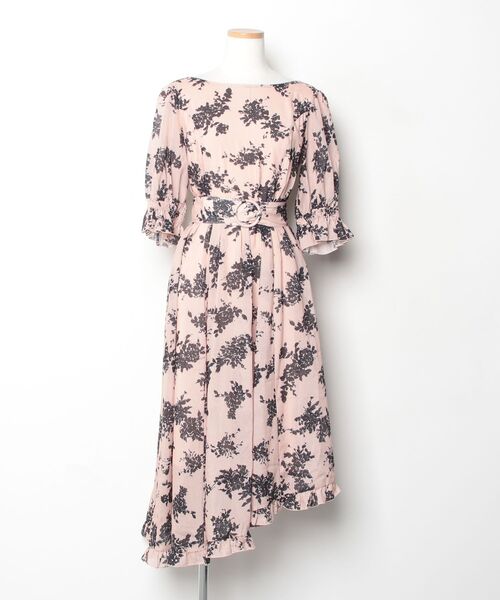 her lip to 花柄ワンピース Her lip to 花柄7分袖ワンピース M ベージュ レディース : ZOZOTOWN