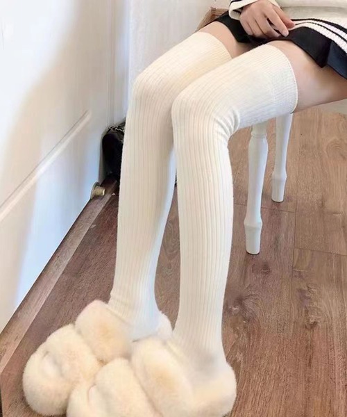 靴下 リブニーハイソックス/ルーズソックス レディース | lulufa