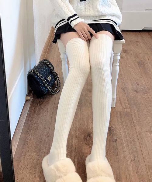 靴下 リブニーハイソックス/ルーズソックス レディース | lulufa | 05