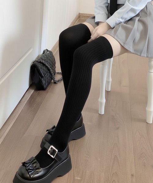 靴下 リブニーハイソックス/ルーズソックス レディース | lulufa | 08