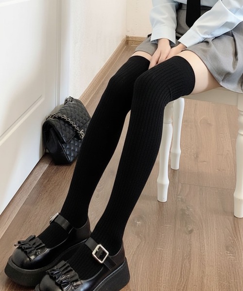 靴下 リブニーハイソックス/ルーズソックス レディース | lulufa | 09